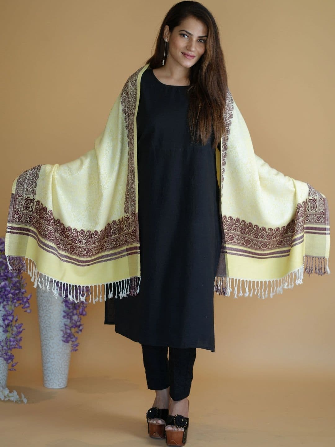 SHIFNEEN Women Ethnic Motifs Woven Design Acrylic Shawl - view 1