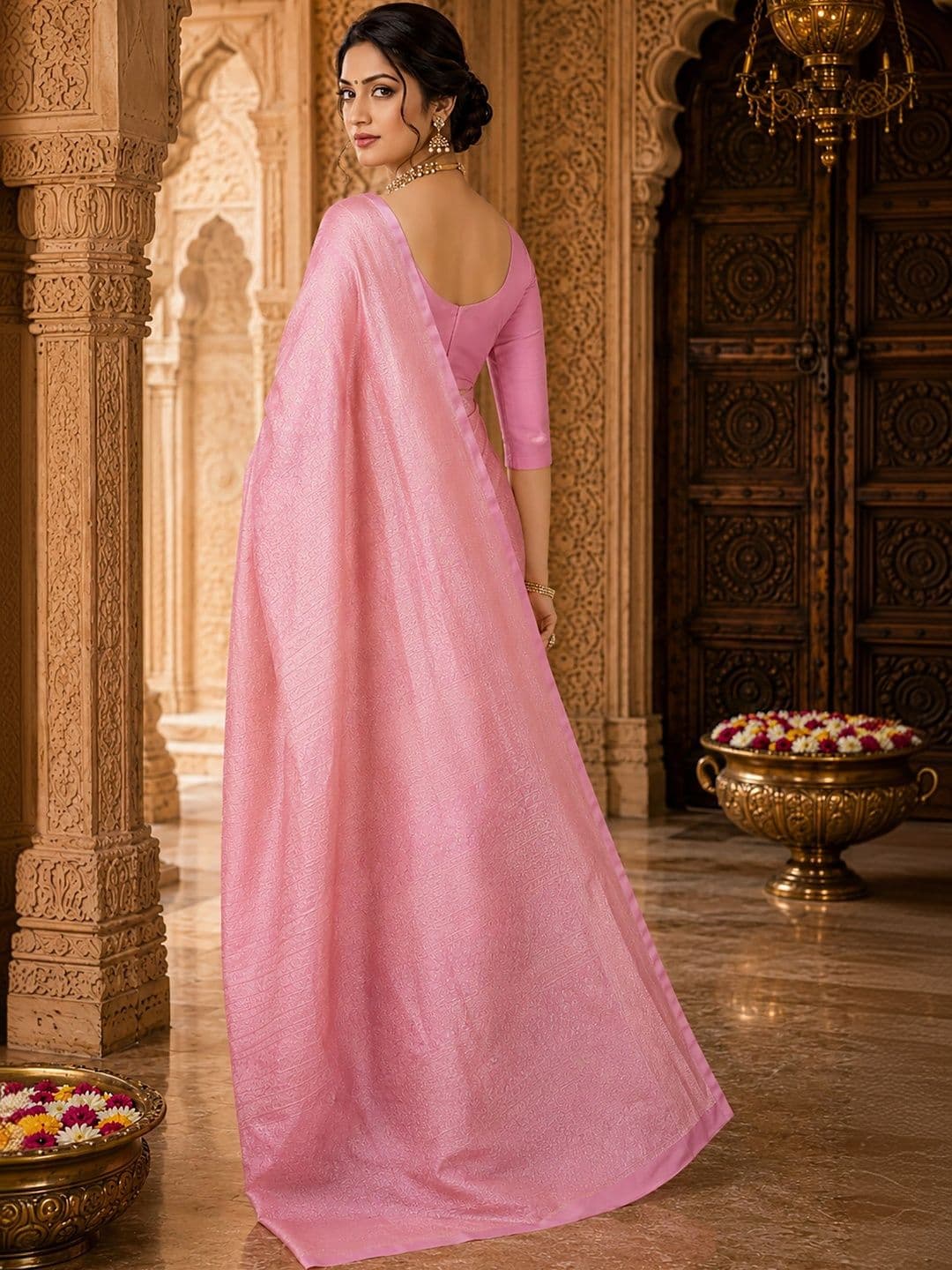 Anjaneya Sarees Woven Design Zari Silk Blend Designer Banarasi Saree thumbnail 4