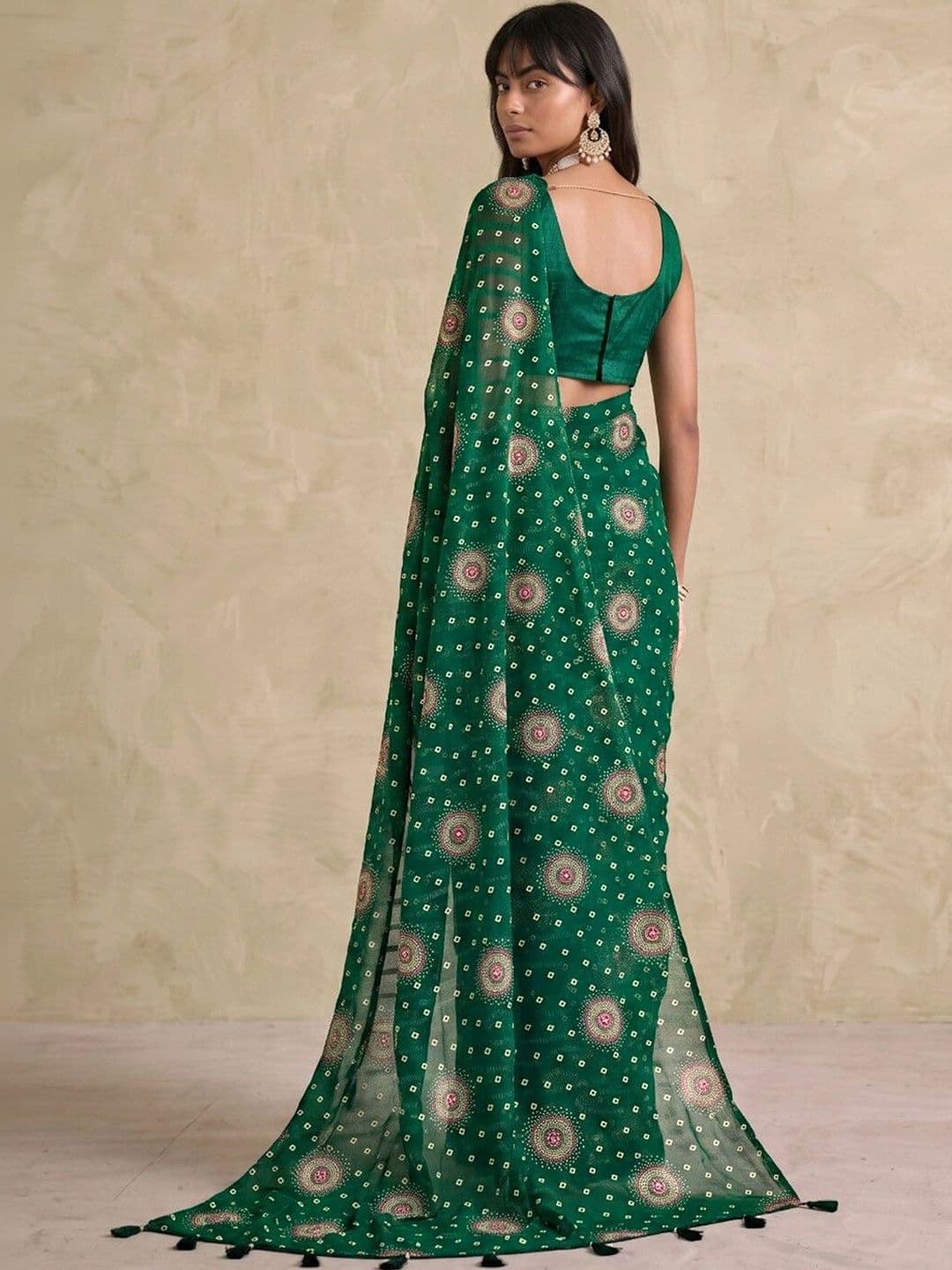 SAARA Bandhani Pure Chiffon Saree thumbnail 2