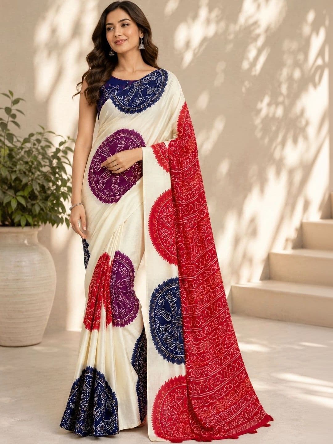 DHANLAXMI SAREES Bandhani Pure Georgette Fusion Bandhani Saree thumbnail 5