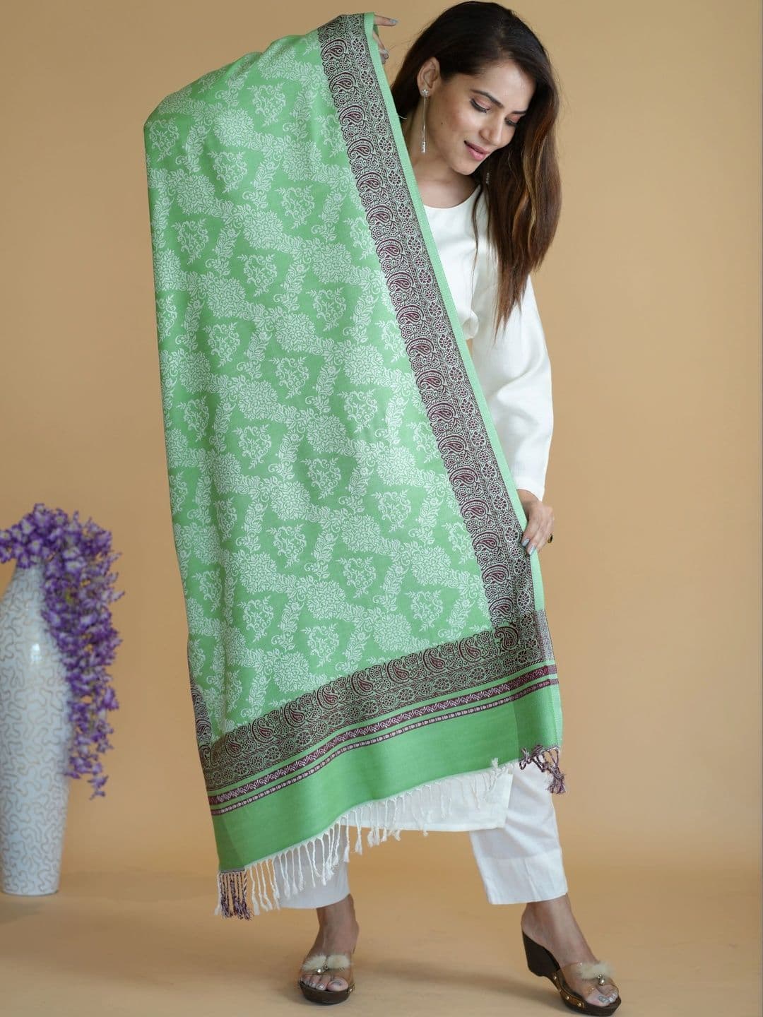 SHIFNEEN Women Ethnic Motifs Woven Design Acrylic Shawl thumbnail 2
