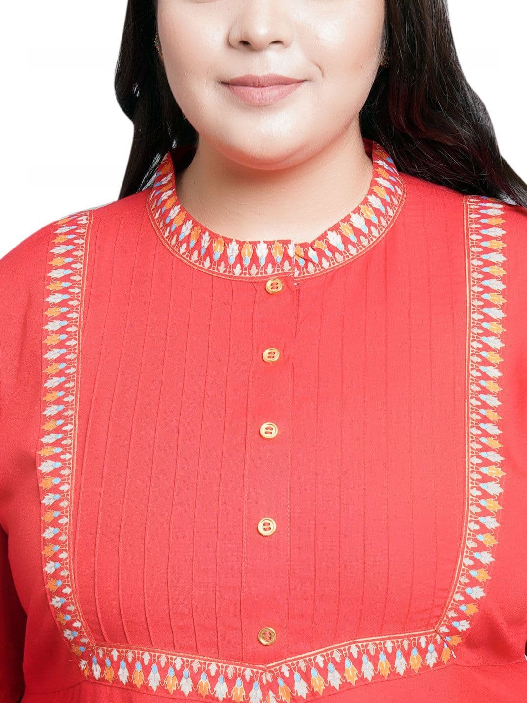 KALINI Thread Work Pintucks Plus Size Anarkali Kurta thumbnail 2