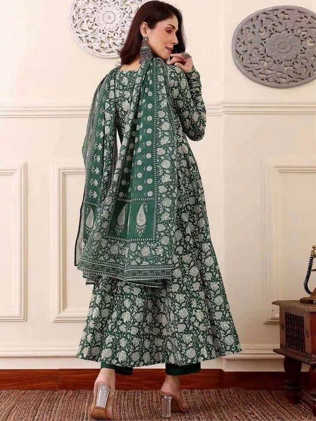 Mogra Designs Women Ethnic Motifs Printed Regular Kurta with Trousers & With Dupatta thumbnail 2