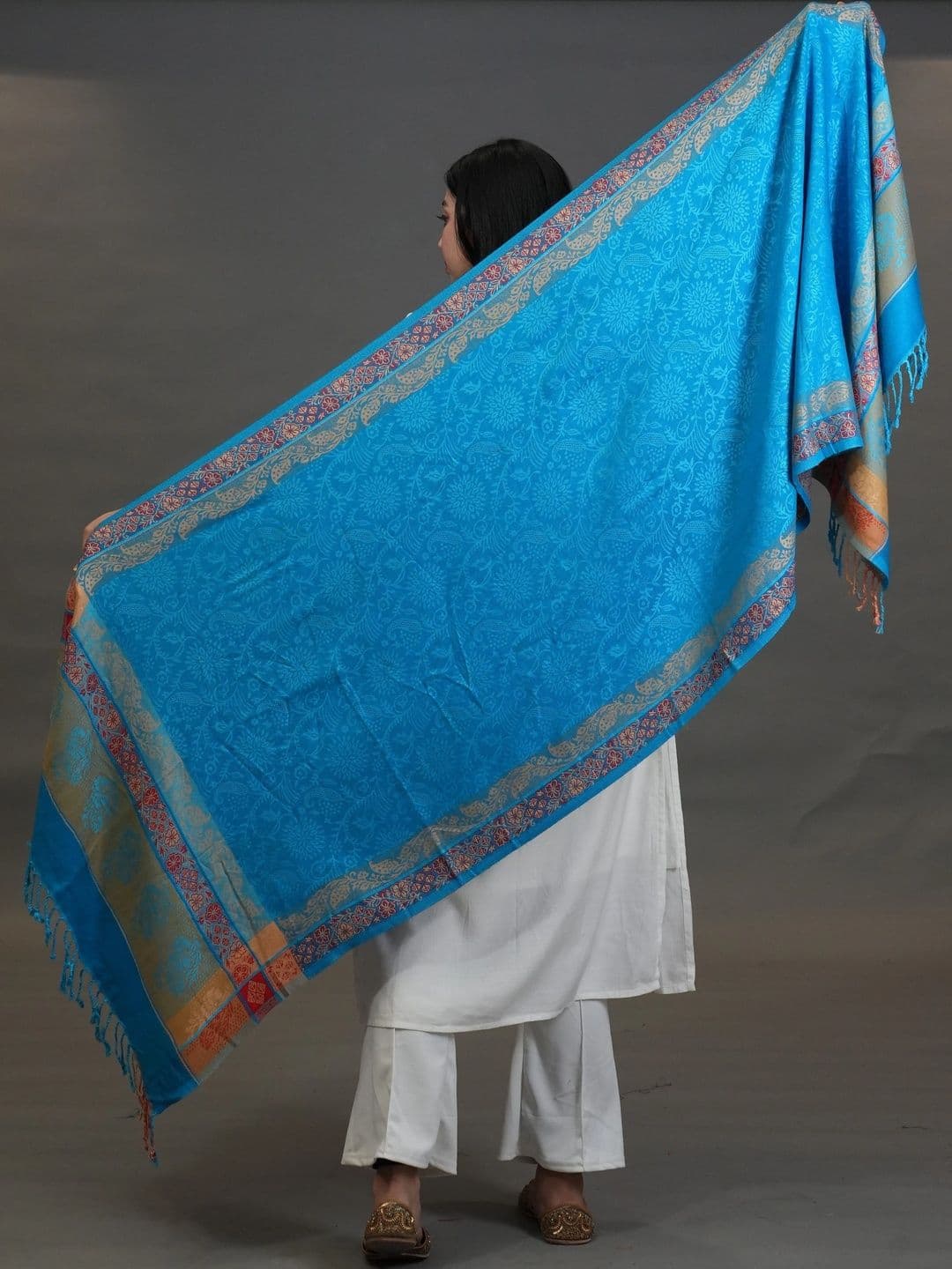 SHIFNEEN Women Ethnic Motifs Woven Design Acrylic Shawl thumbnail 4