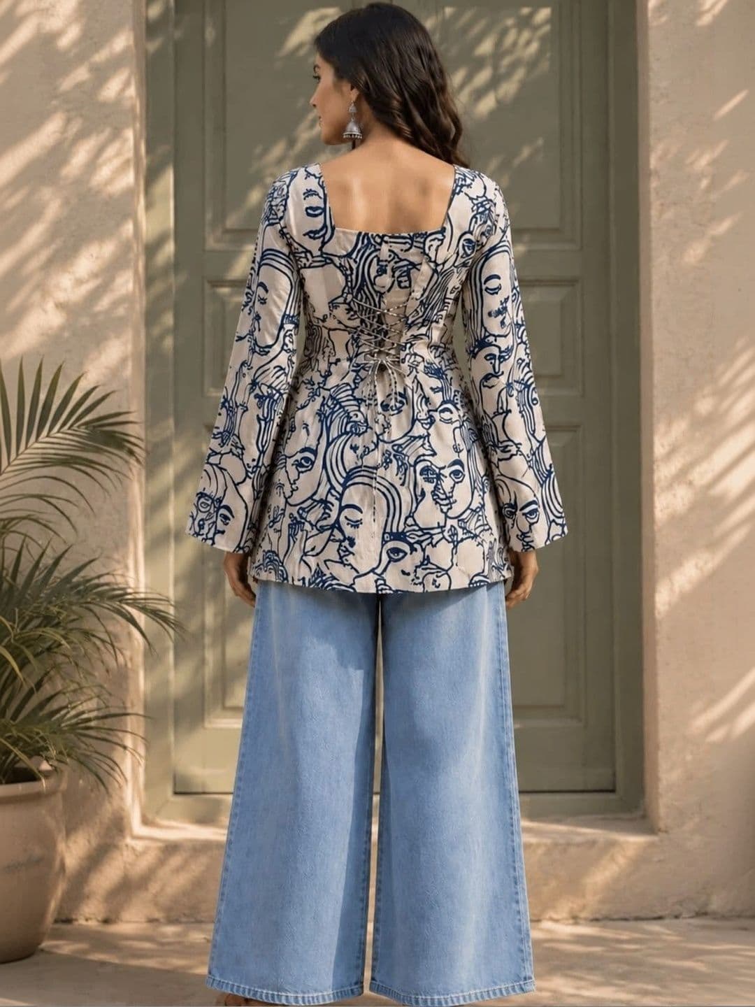 Sangria Women Printed Flared Sleeves Quirky Kurta thumbnail 3