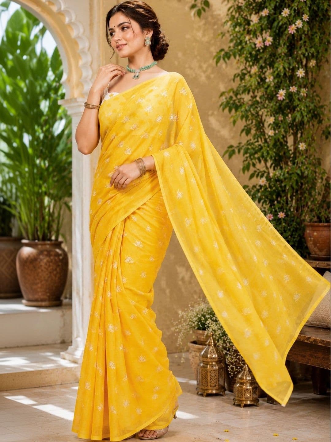 BORAD FASHION Floral Embroidered Designer Chanderi Saree thumbnail 2