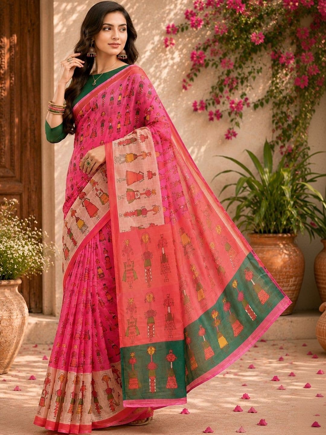 BORAD FASHION Women Designer Chanderi Saree thumbnail 2