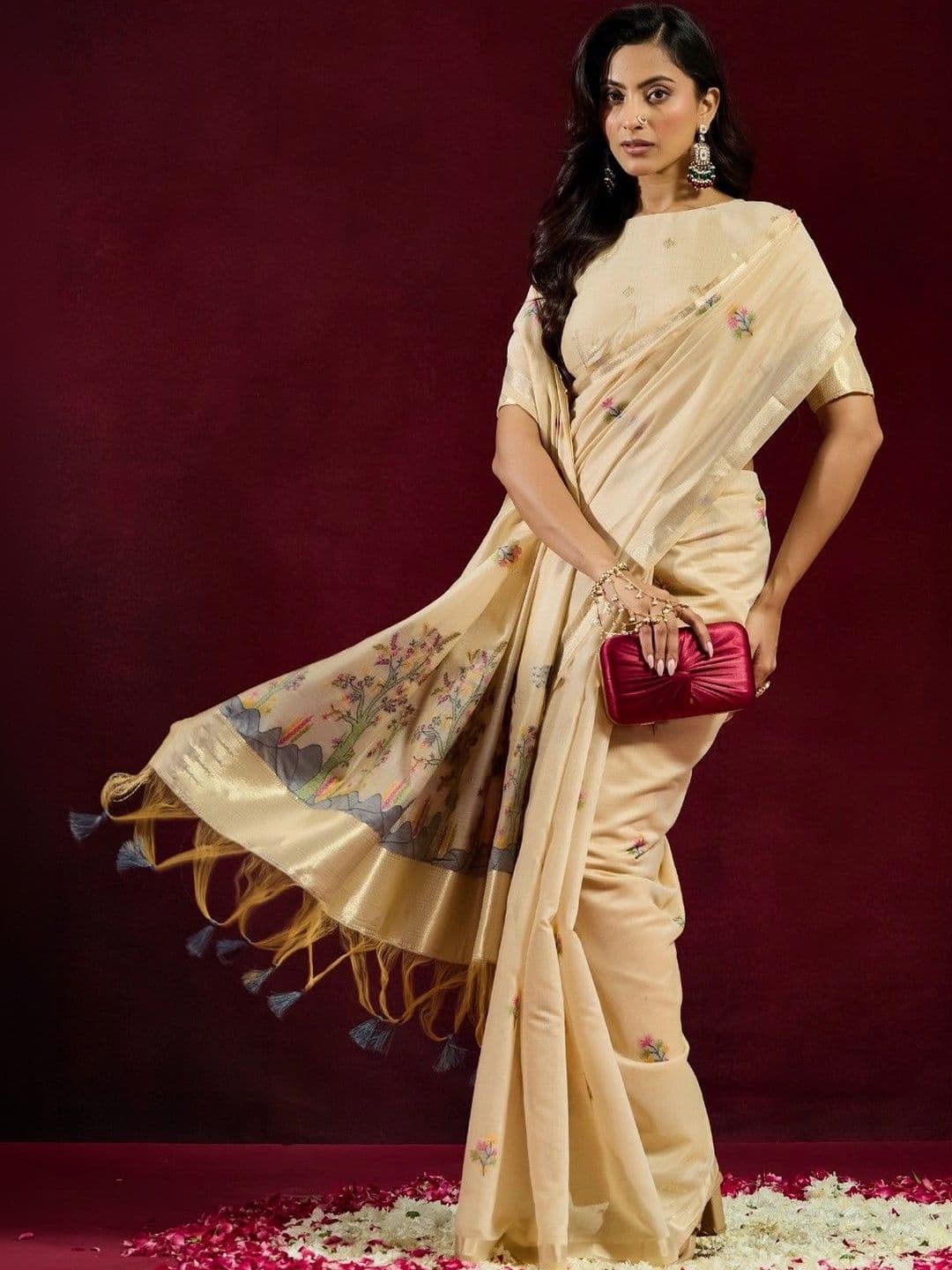 kasee Floral Pure Cotton Designer Saree - view 1