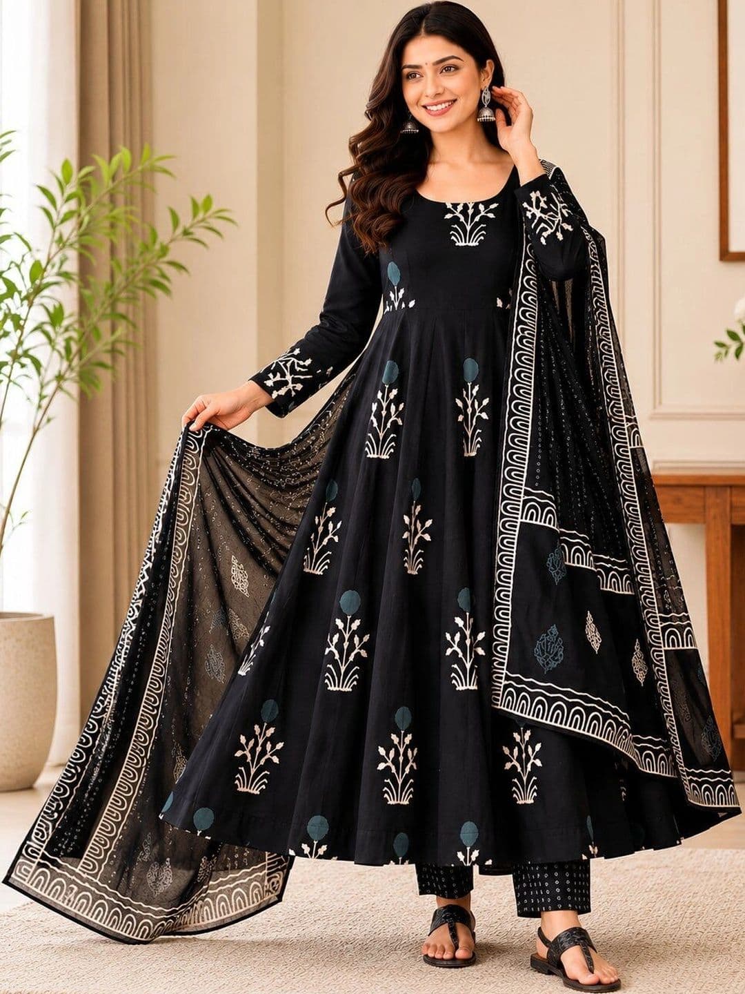 Chhipa Prints Women Ethnic Motifs Printed Regular Kurta with Trousers & With Dupatta thumbnail 2
