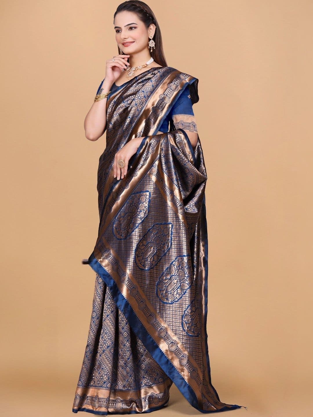 revika Woven Design Zari Art Silk Designer Kanjeevaram Saree thumbnail 5