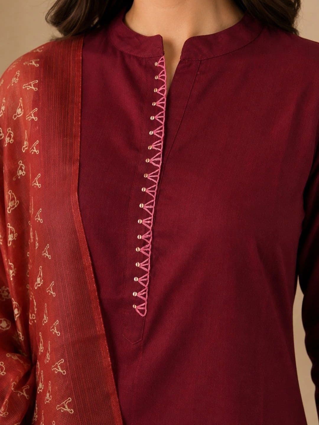 JAIPUR KURTI LUXE Women Ethnic Motifs Regular Thread Work Kurta & Palazzos  With Dupatta thumbnail 3