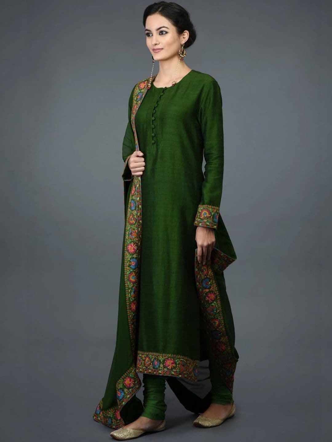 Anouk Women Ethnic Motifs Regular Thread Work Kurta with Churidar & With Dupatta thumbnail 2