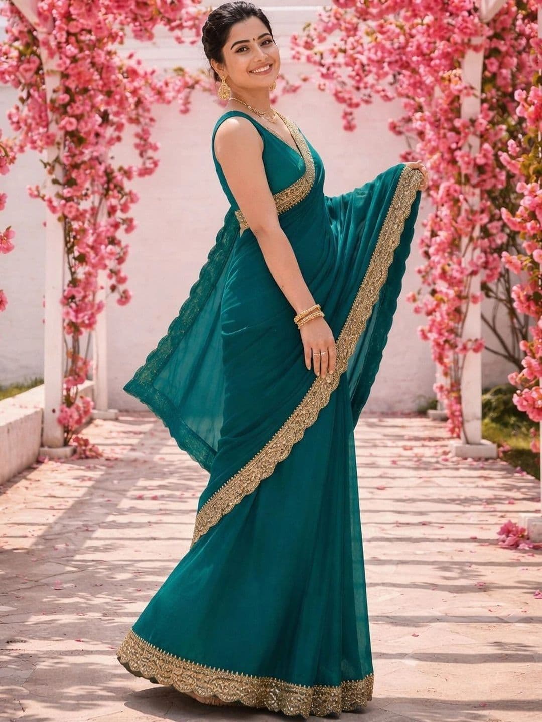 KALINI Embroidered Silk Blend Heavy Work Saree thumbnail 3