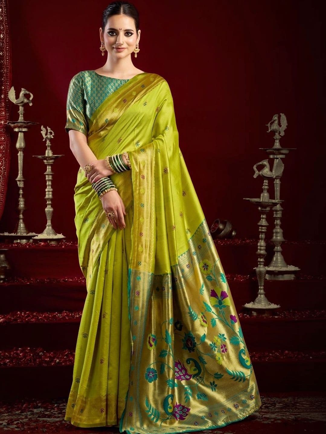BORAD FASHION Woven Design Zari Silk Blend Designer Paithani Saree - view 1