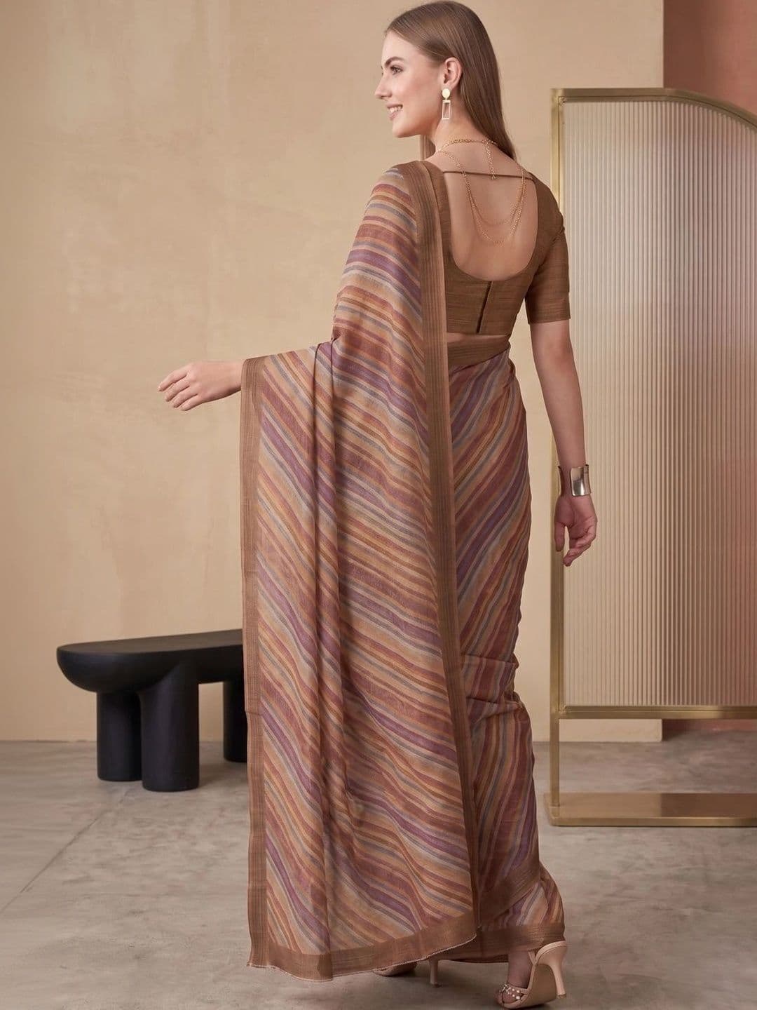 BORAD FASHION Designer Chanderi Saree thumbnail 4