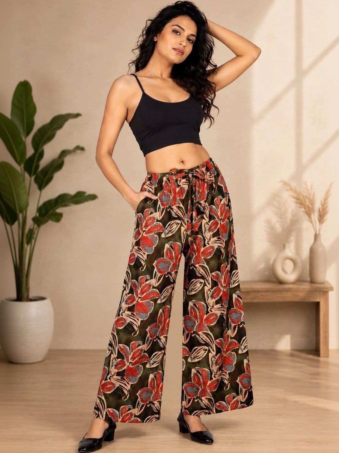 VSP CREATION Women Floral Printed Chambray Ethnic Palazzos - view 1