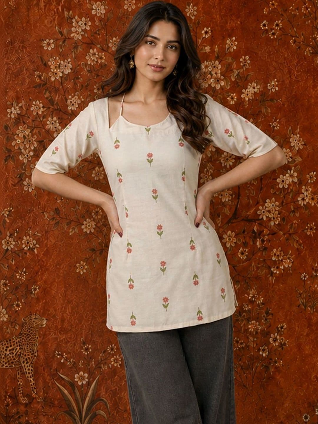 Sangria Botanical Printed Kurti - view 1