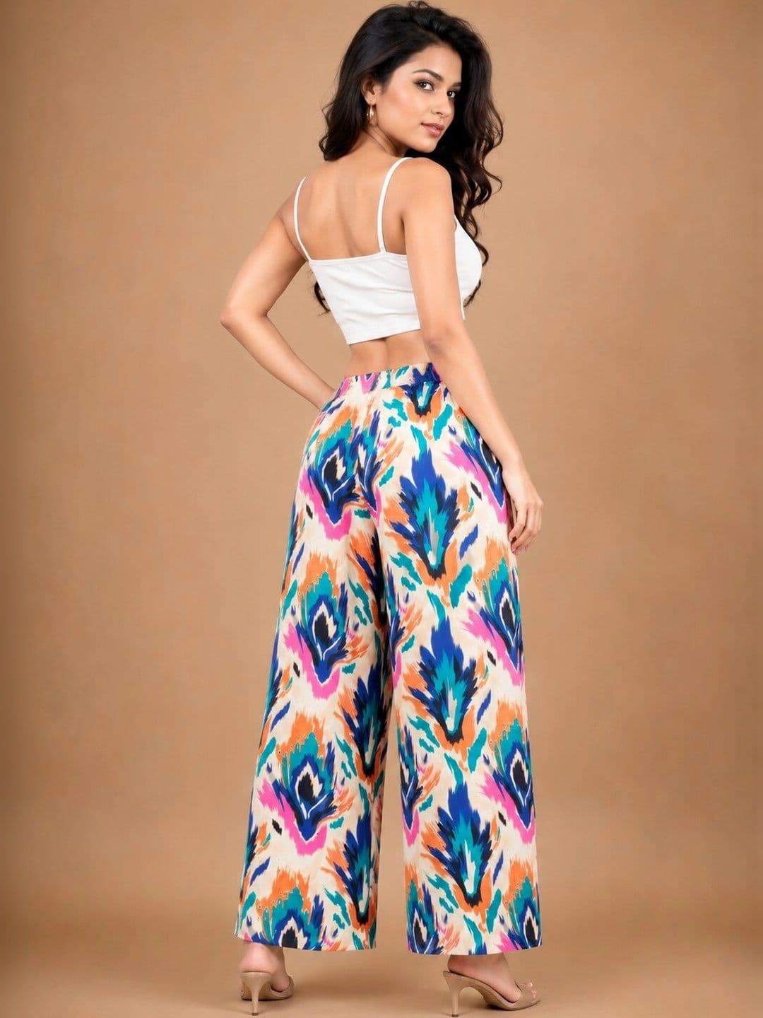 VSP CREATION Women Printed Chambray Palazzos thumbnail 2