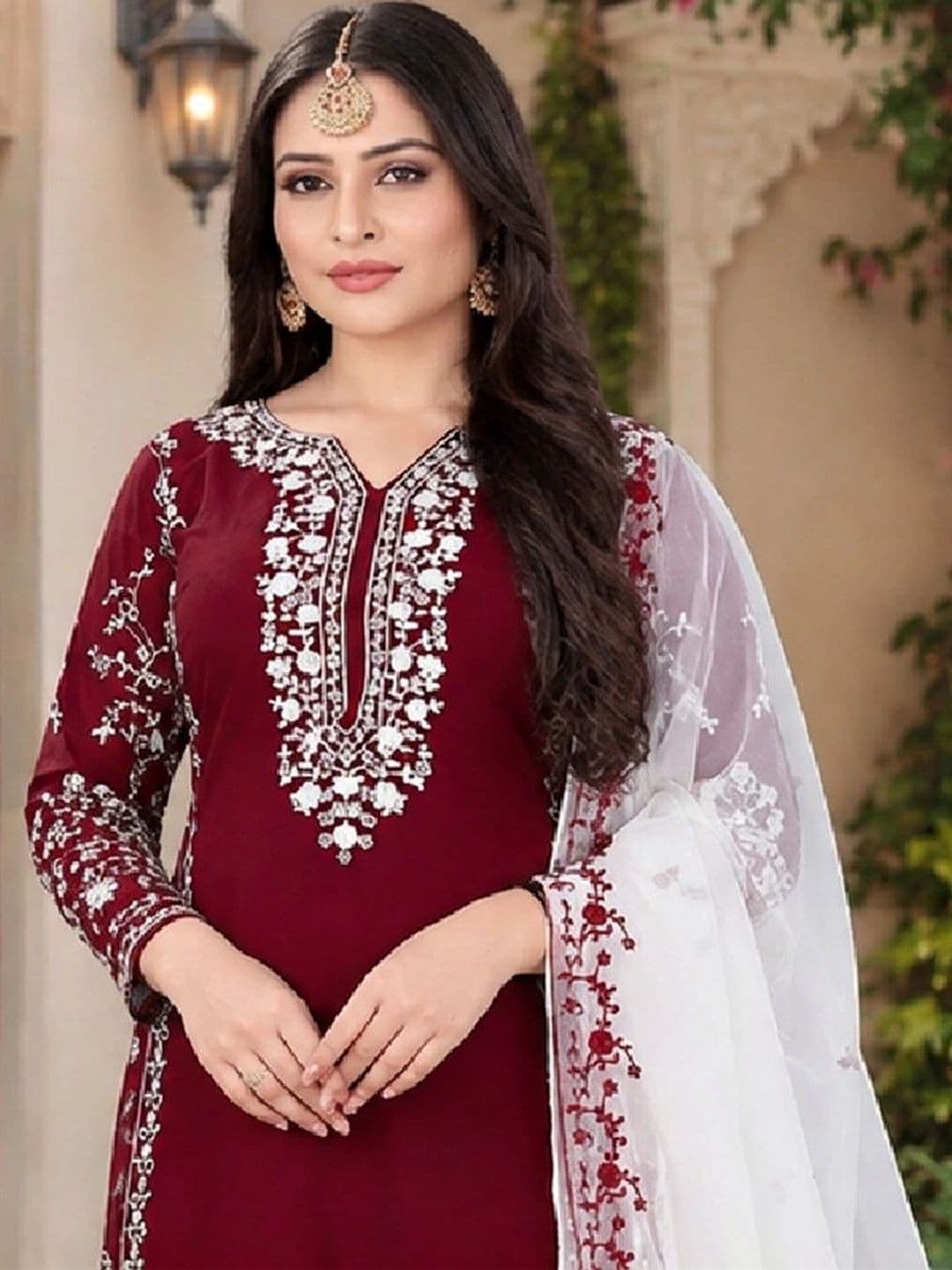 ZONFAB Embroidered Semi-Stitched Dress Material thumbnail 4