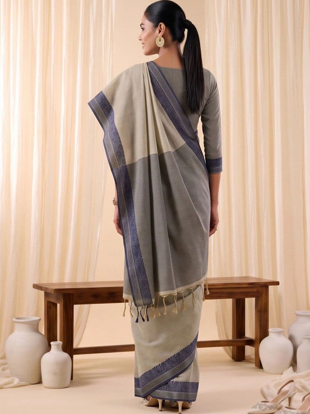 SOURAGYA Ethnic Motifs Zari Designer Uppada Saree thumbnail 7