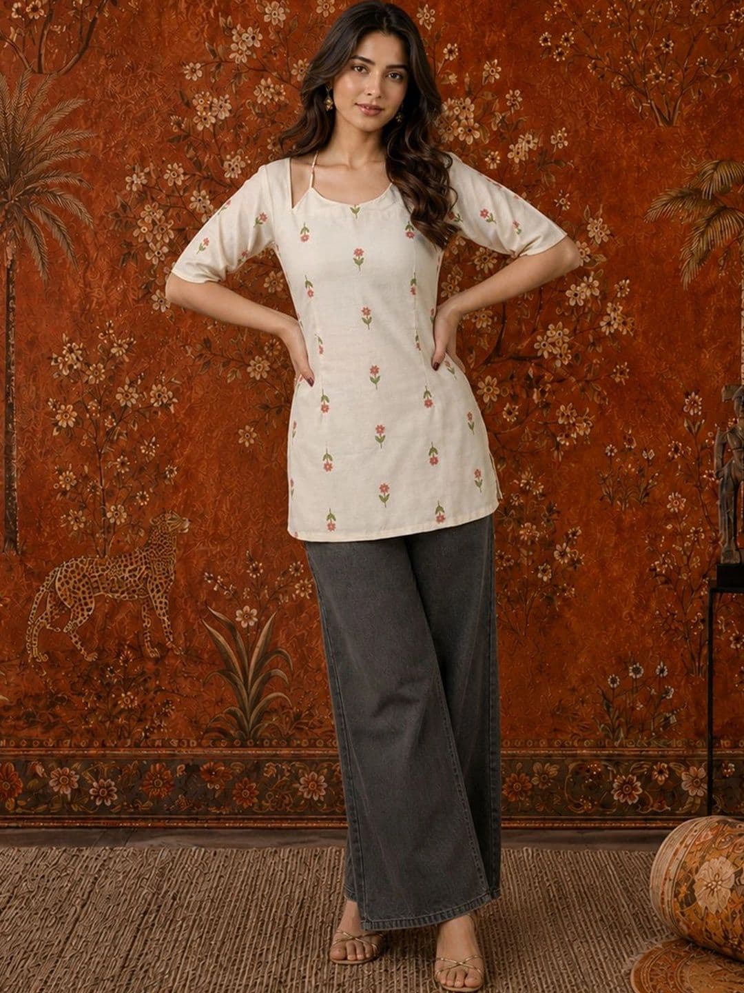 Sangria Botanical Printed Kurti thumbnail 4