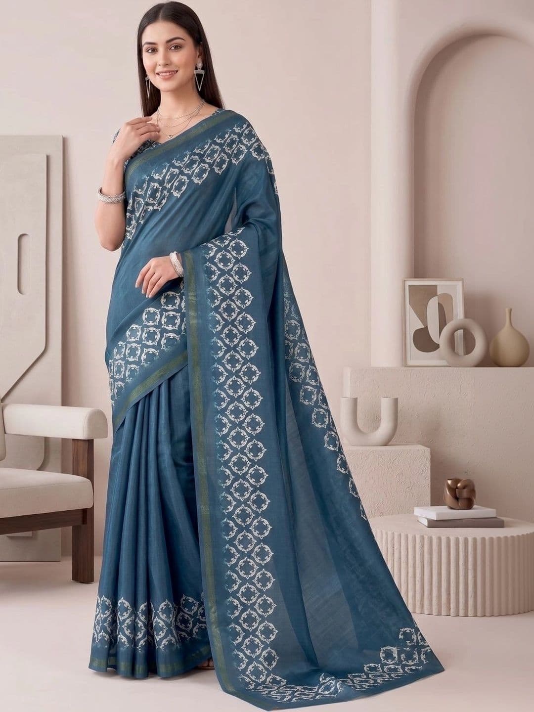 BORAD FASHION Designer Chanderi Saree thumbnail 4