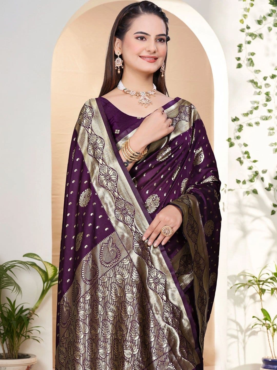 revika Woven Design Zari Art Silk Designer Kanjeevaram Saree thumbnail 3