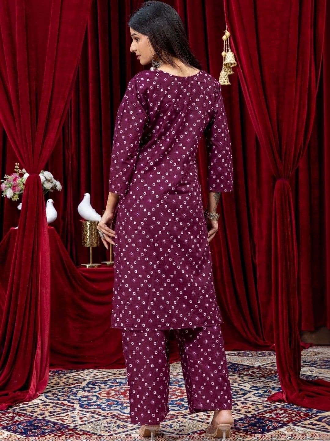 NARAYAN TEXTILE Women Ethnic Motifs Printed Pure Cotton Straight Kurta with Palazzos thumbnail 5