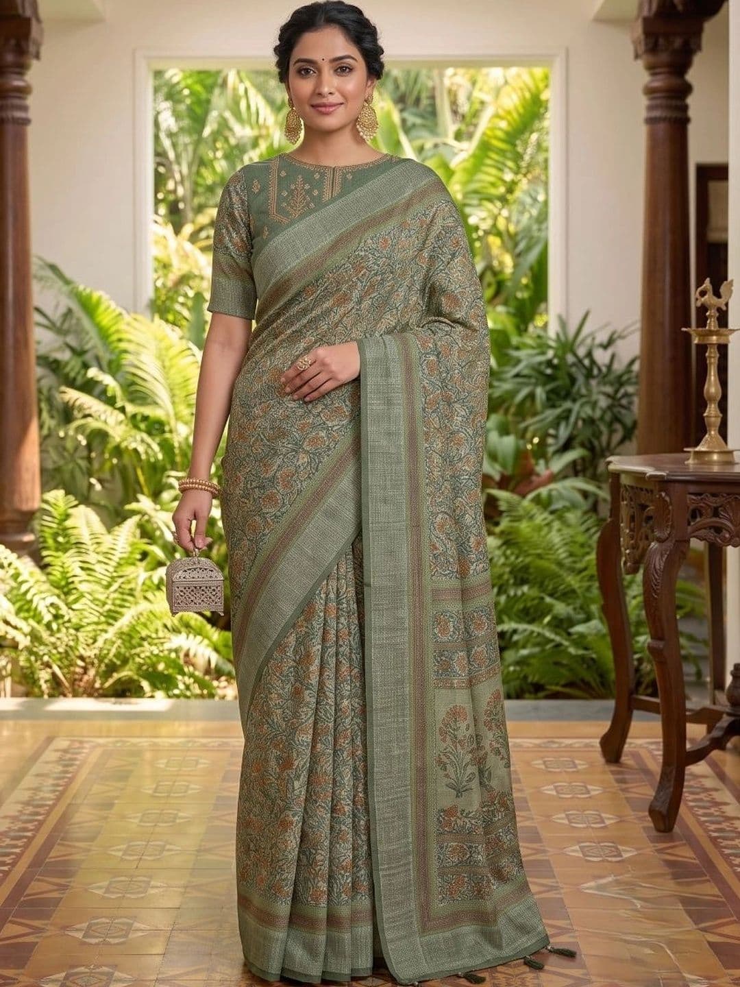BORAD FASHION Floral Designer Chanderi Saree thumbnail 2