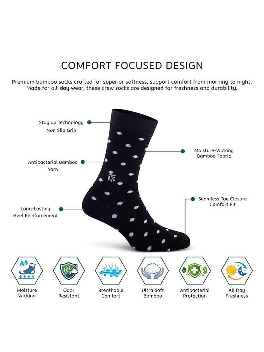 Kikitoes Men Pack of 2 Bamboo Assorted Patterned Above Ankle Socks thumbnail 2