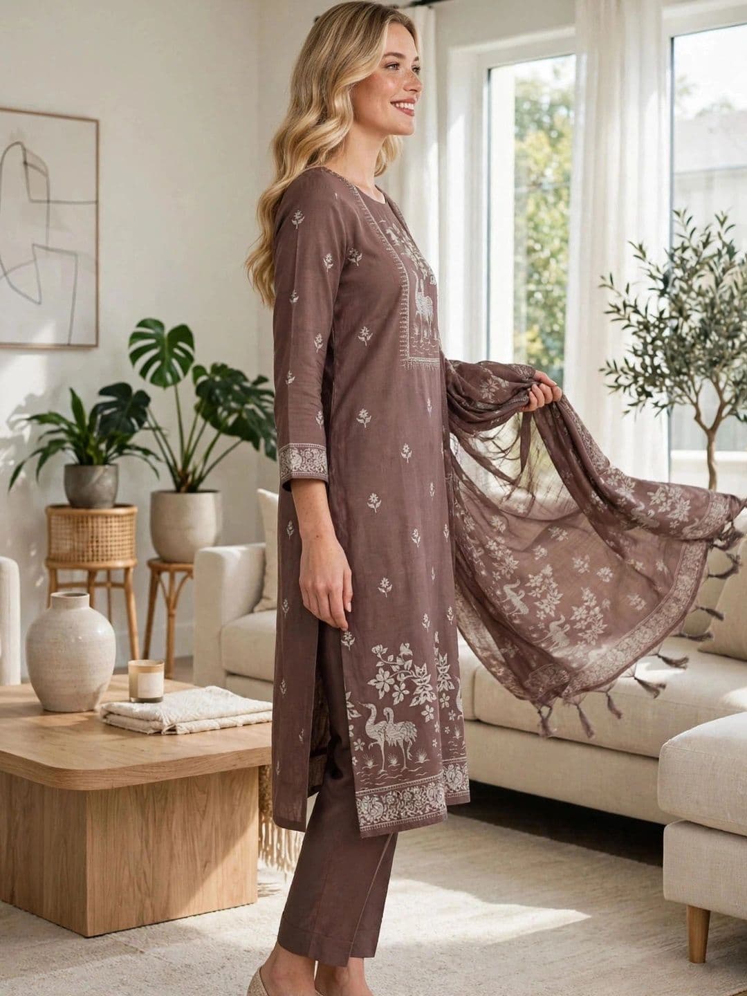 Haranozy Printed Pure Cotton Semi-Stitched Dress Material thumbnail 4