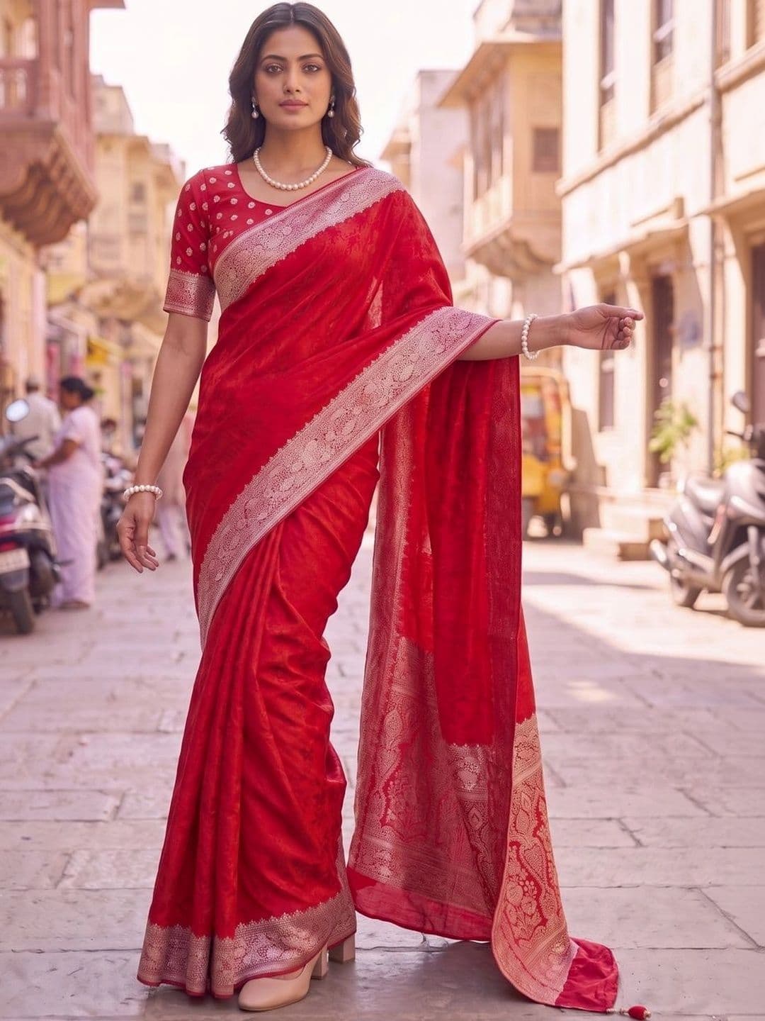 Mitera Woven Design Zari Satin Designer Banarasi Saree thumbnail 5