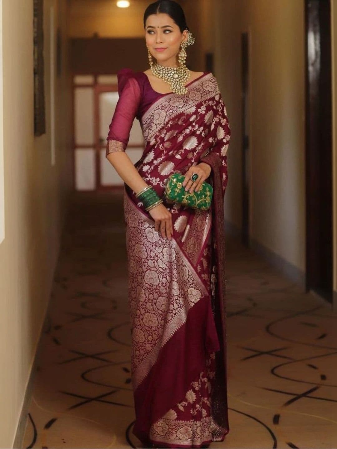 revika Woven Design Zari Art Silk Designer Kanjeevaram Saree - view 1