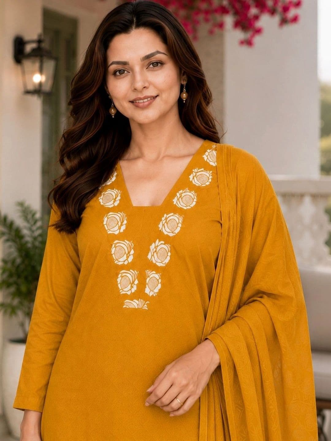 SZN Women Ethnic Motifs Embroidered Regular Thread Work Kurta with Trousers & With Dupatta thumbnail 4