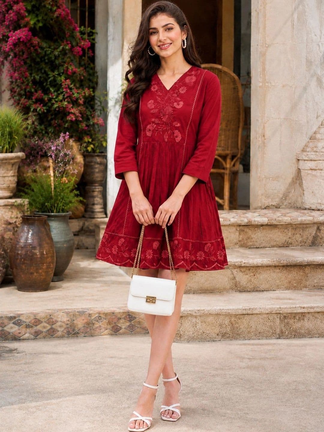 Moda Rapido Women Floral Embroidered A-Line Dress thumbnail 5