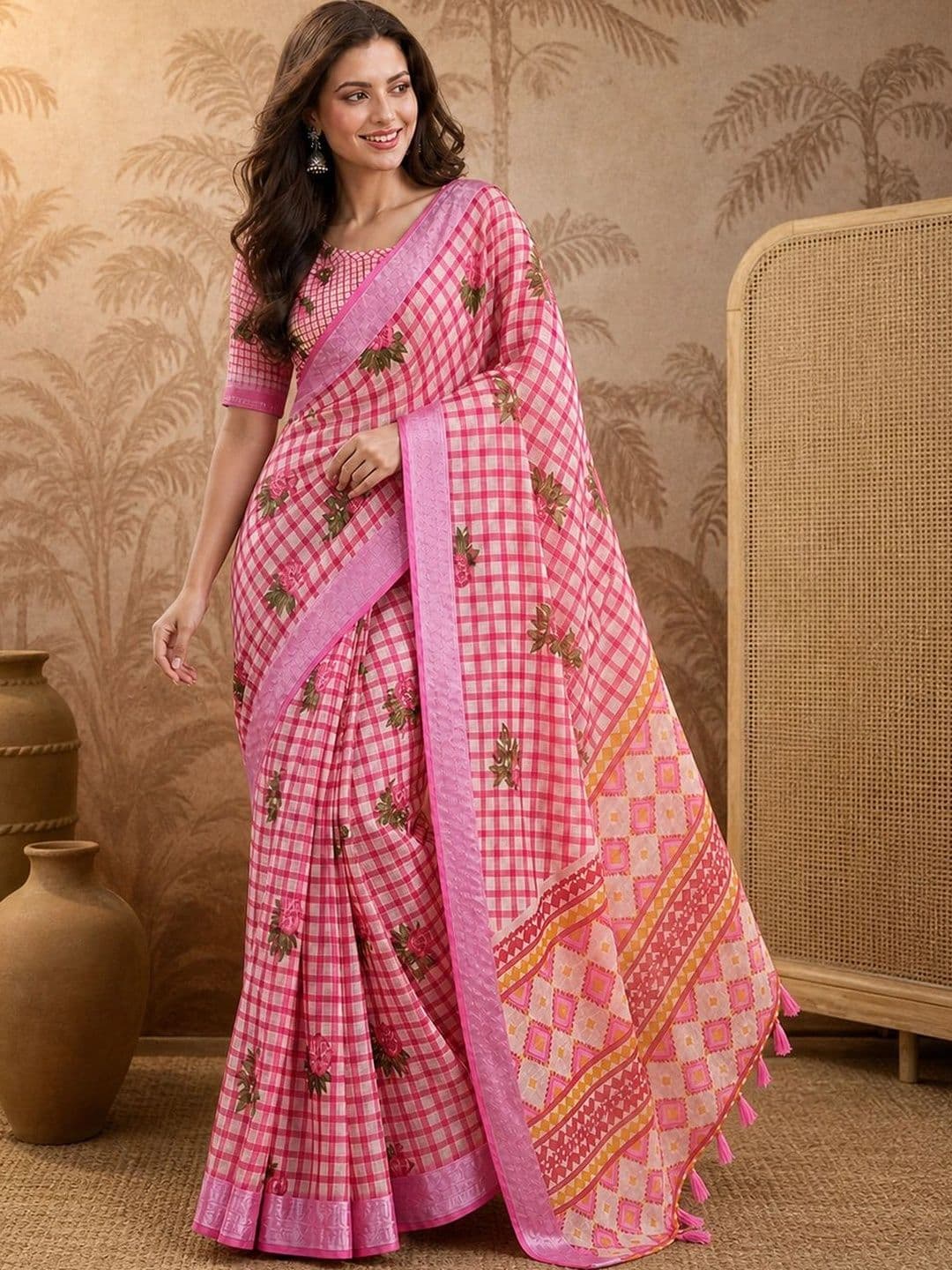 Suha Floral Silk Blend Saree - view 1
