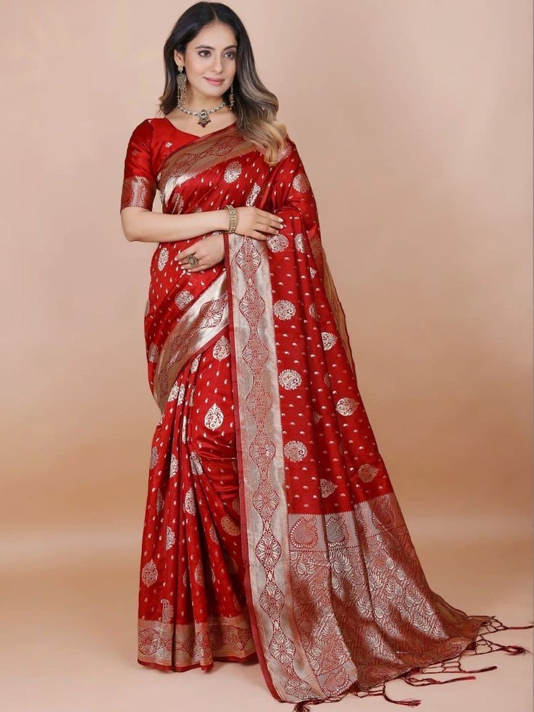revika Paisley Zari Art Silk Designer Kanjeevaram Saree - view 1