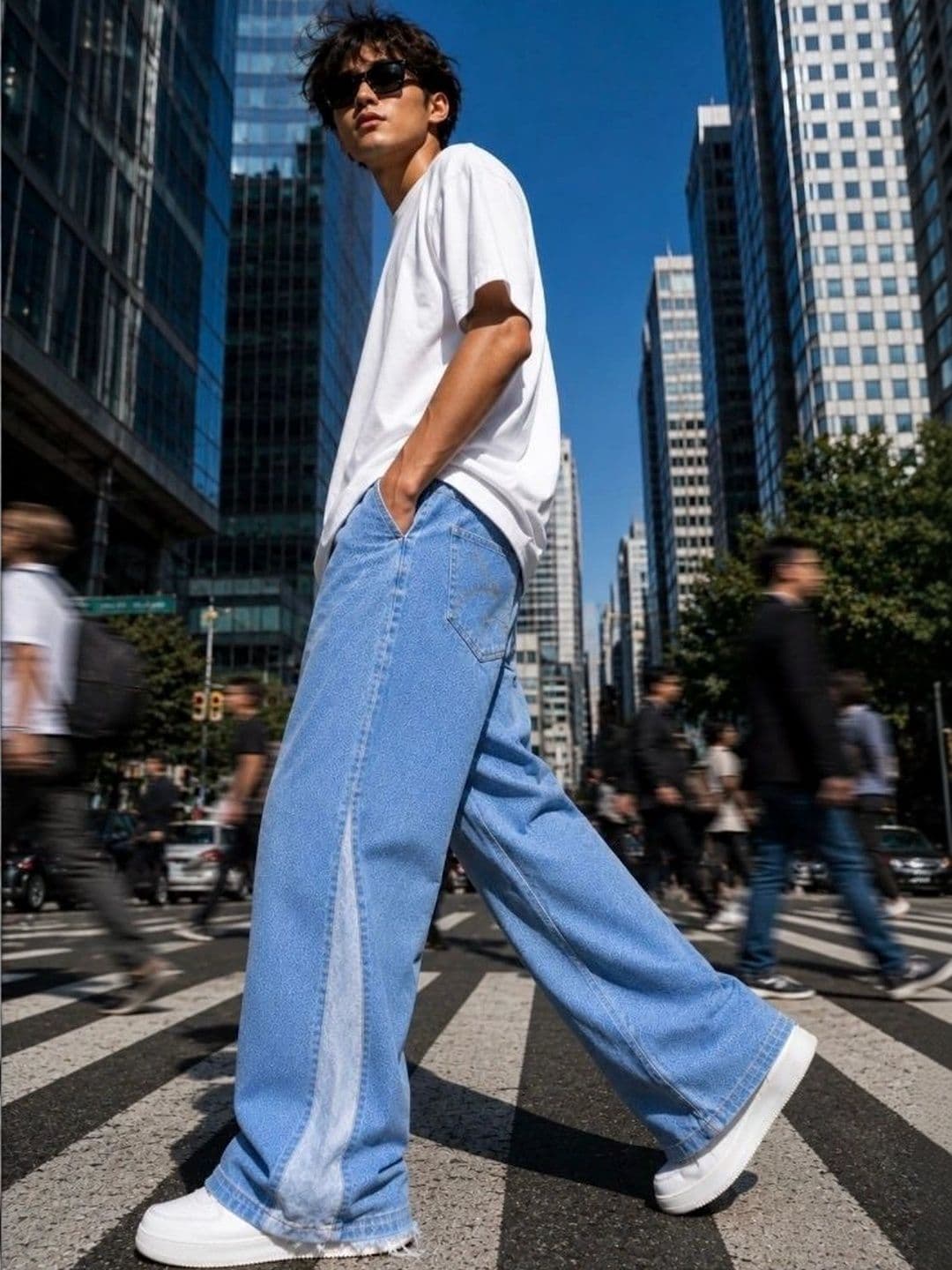 Bene Kleed Men Wide Leg Mid-Rise Light Fade Jeans thumbnail 3
