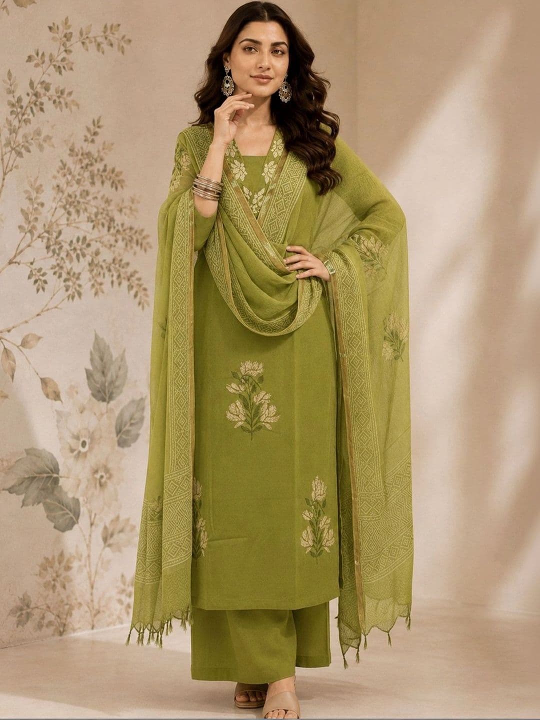 Sangria Women Ethnic Motifs Embroidered Regular Thread Work Kurta with Palazzos & With Dupatta - view 1