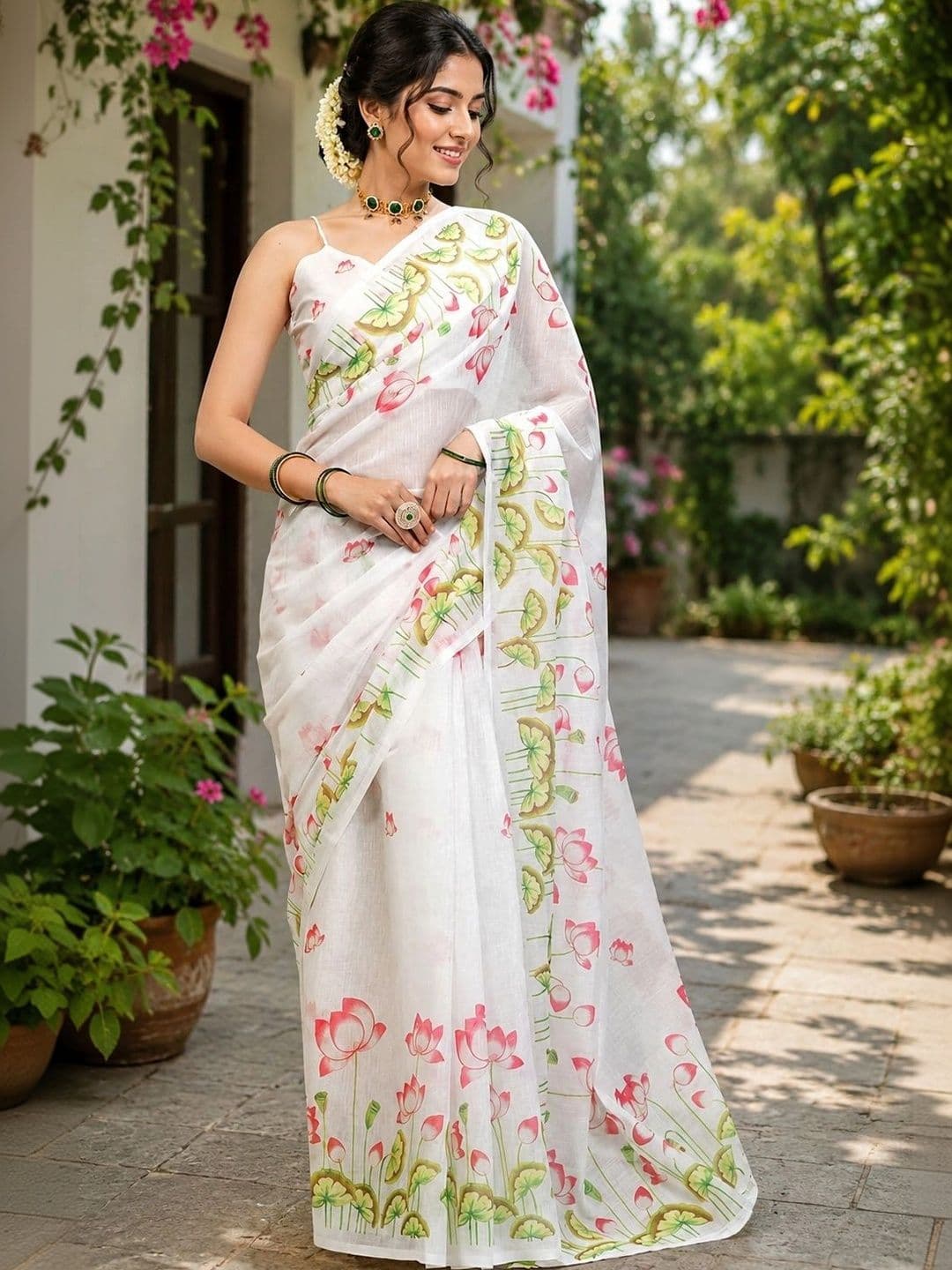 BORAD FASHION Floral Designer Chanderi Saree - view 1