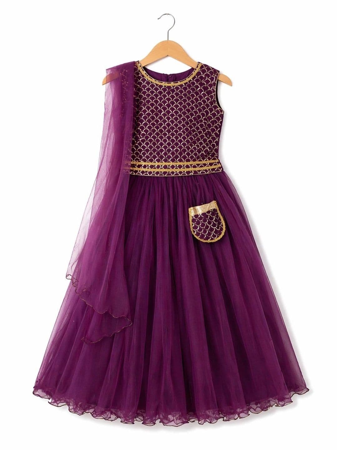 BAESD Girls Embroidered Ready to Wear Lehenga & Blouse Taping thumbnail 4