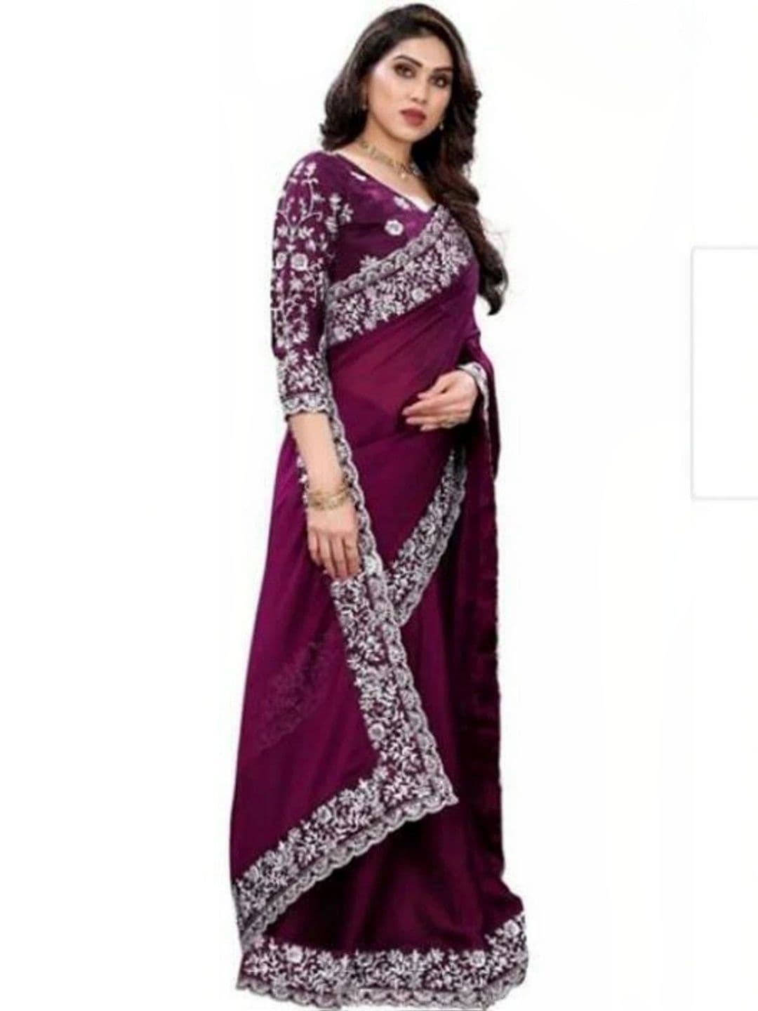 RENBRIZA Poly Georgette Saree - view 1