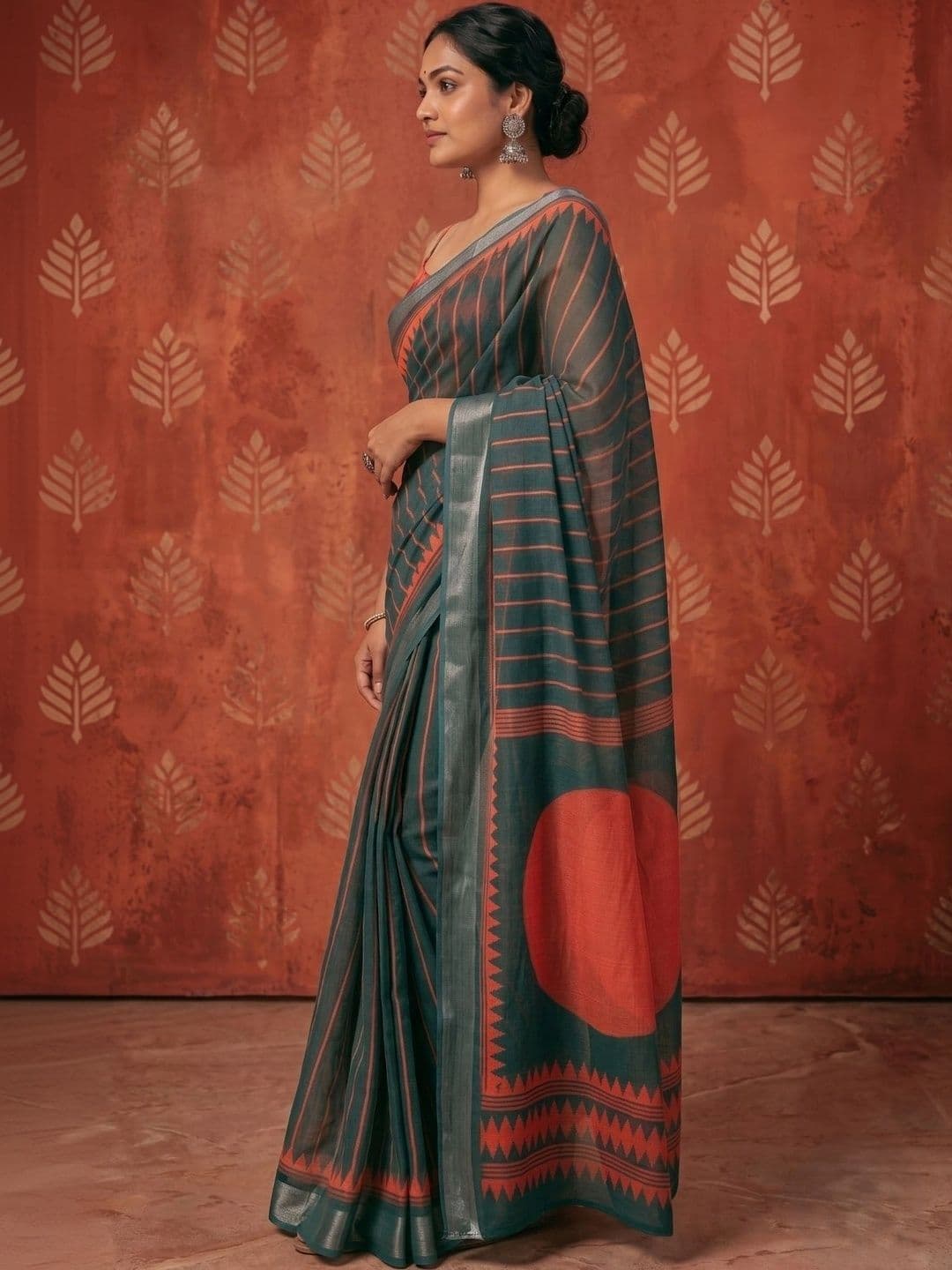 BORAD FASHION Striped Designer Chanderi Saree thumbnail 4