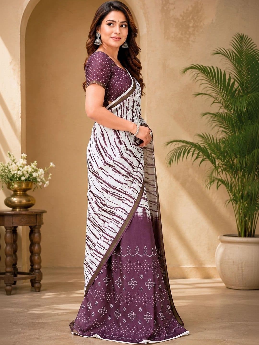 BORAD FASHION Women Tie and Dye Designer Chanderi Saree thumbnail 2