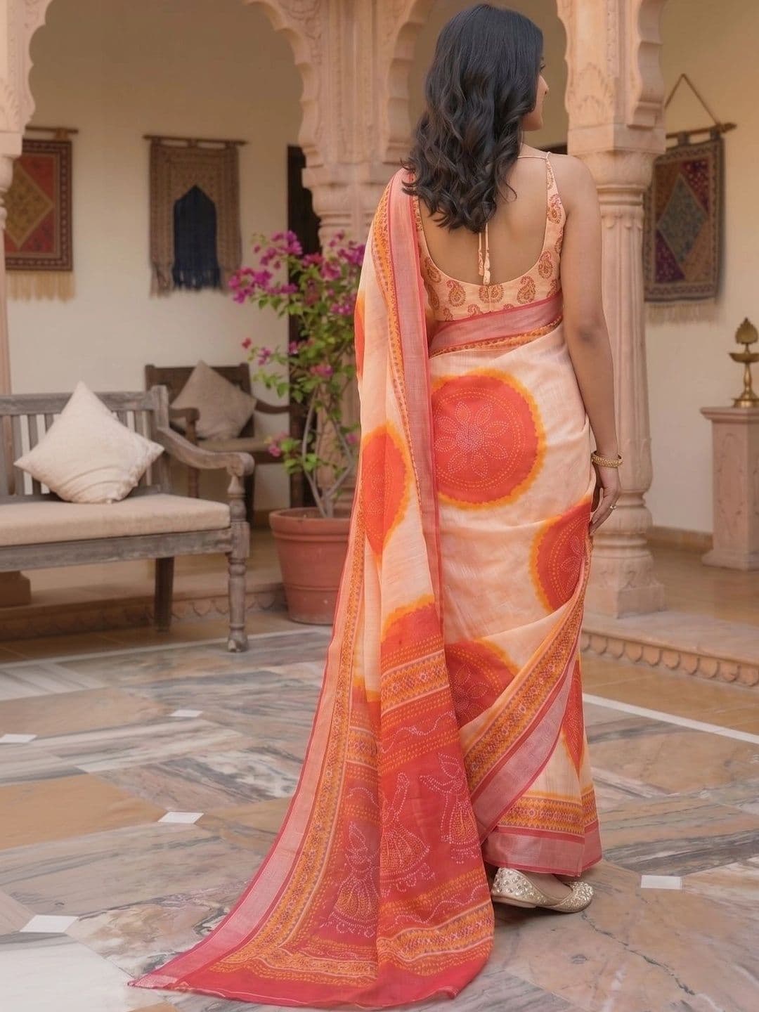 BORAD FASHION Tie and Dye Designer Chanderi Saree thumbnail 3
