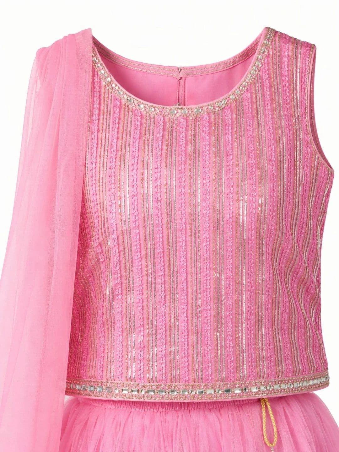 BAESD Girls Embellished Sequinned Ready to Wear Lehenga & thumbnail 3