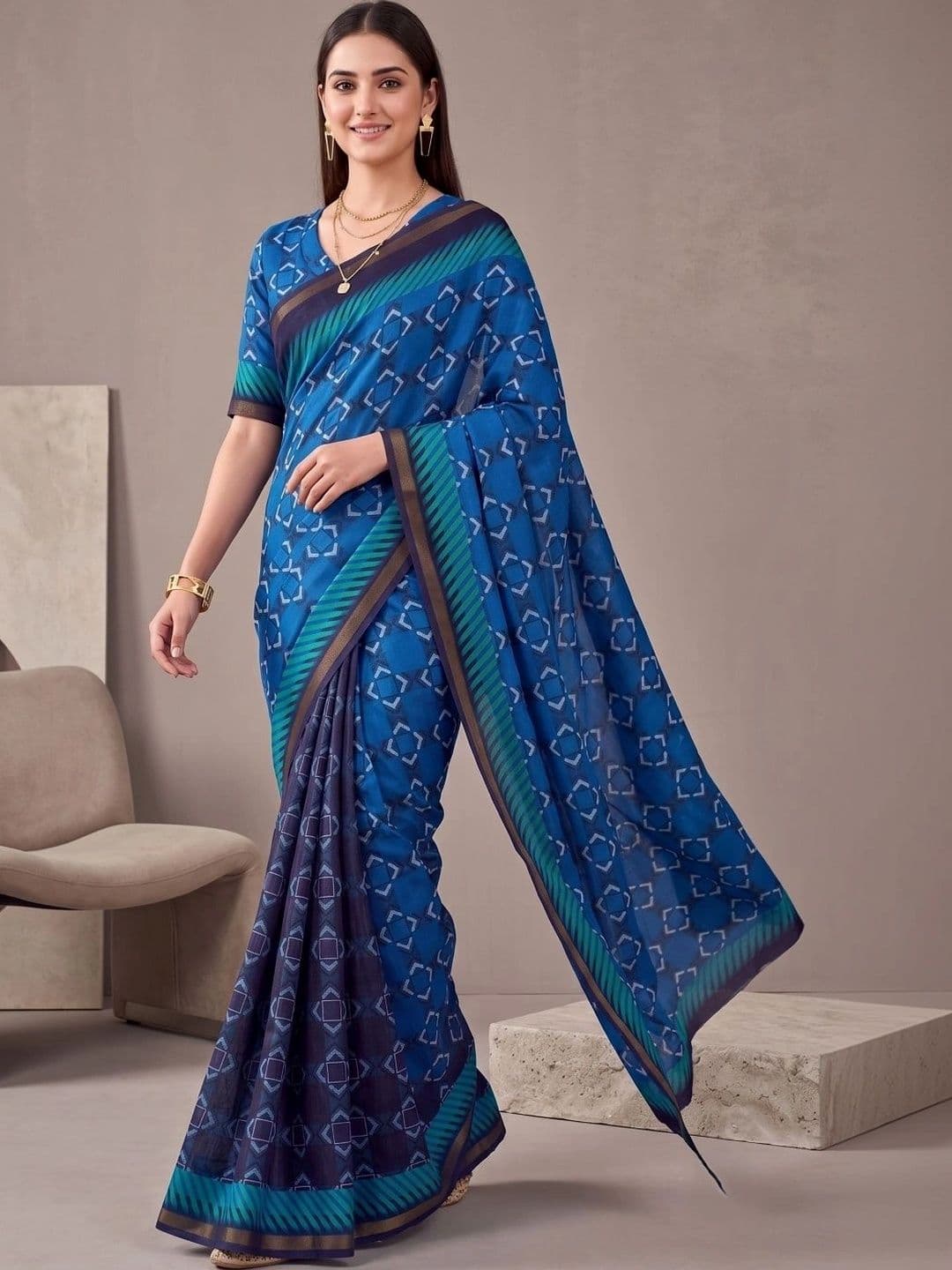 BORAD FASHION Designer Chanderi Saree - view 1