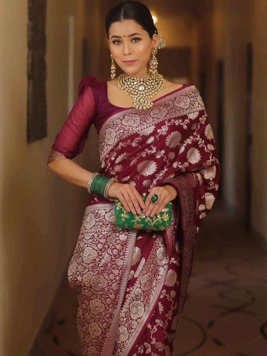 revika Woven Design Zari Art Silk Designer Kanjeevaram Saree thumbnail 5