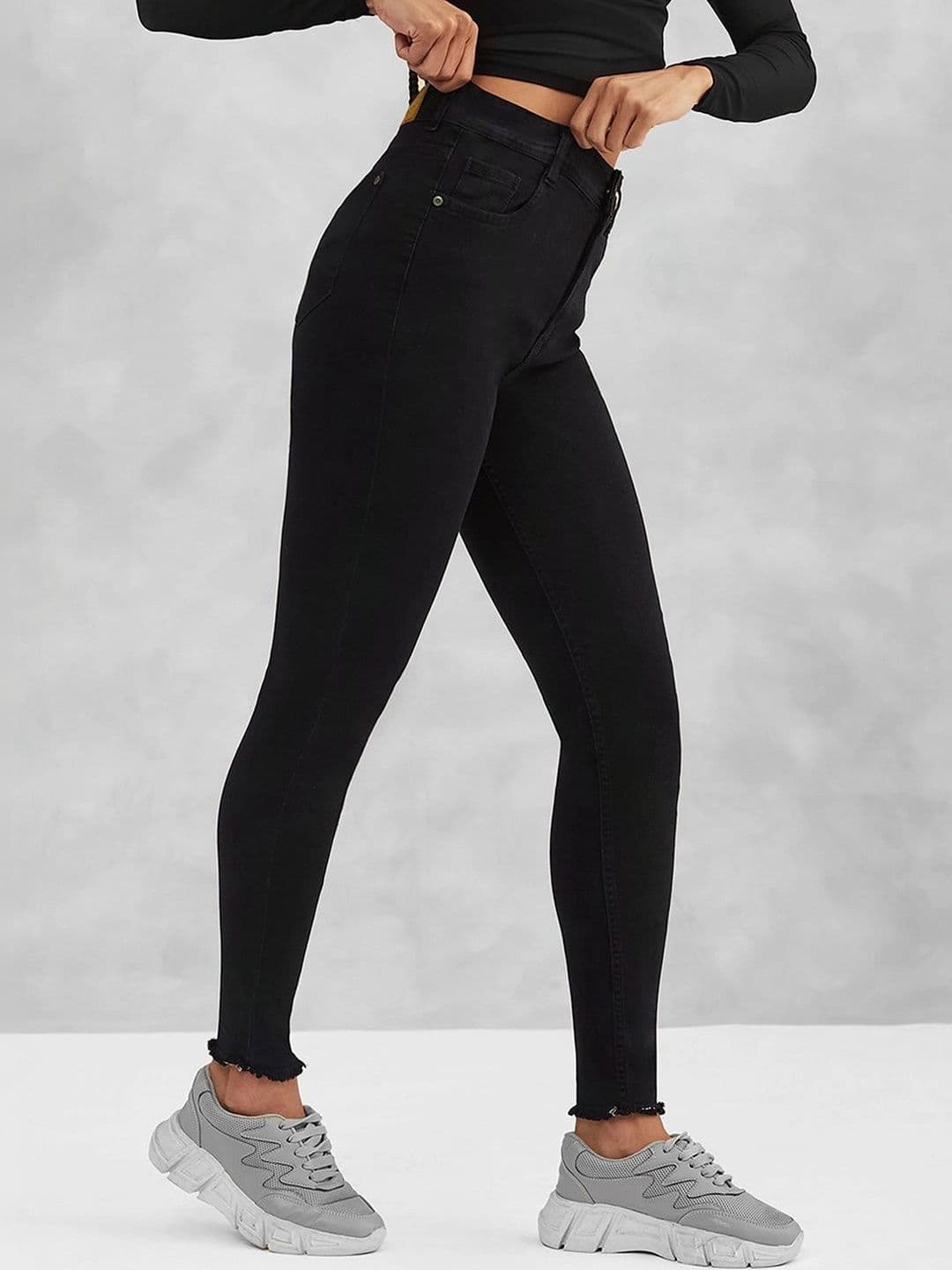Mast & Harbour Women Slim Fit High-Rise Low Distress Cuffed Hem Stretchable Jeans thumbnail 4