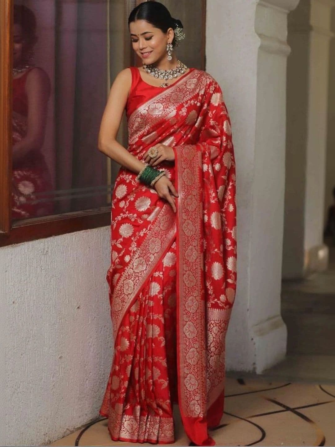 revika Woven Design Zari Art Silk Designer Kanjeevaram Saree thumbnail 6
